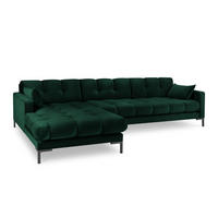 ECKSOFA links Mamaia aus Samt flaschengrün 5 Sitzplätze - Grün, Textil (185/293cm) - Micadoni