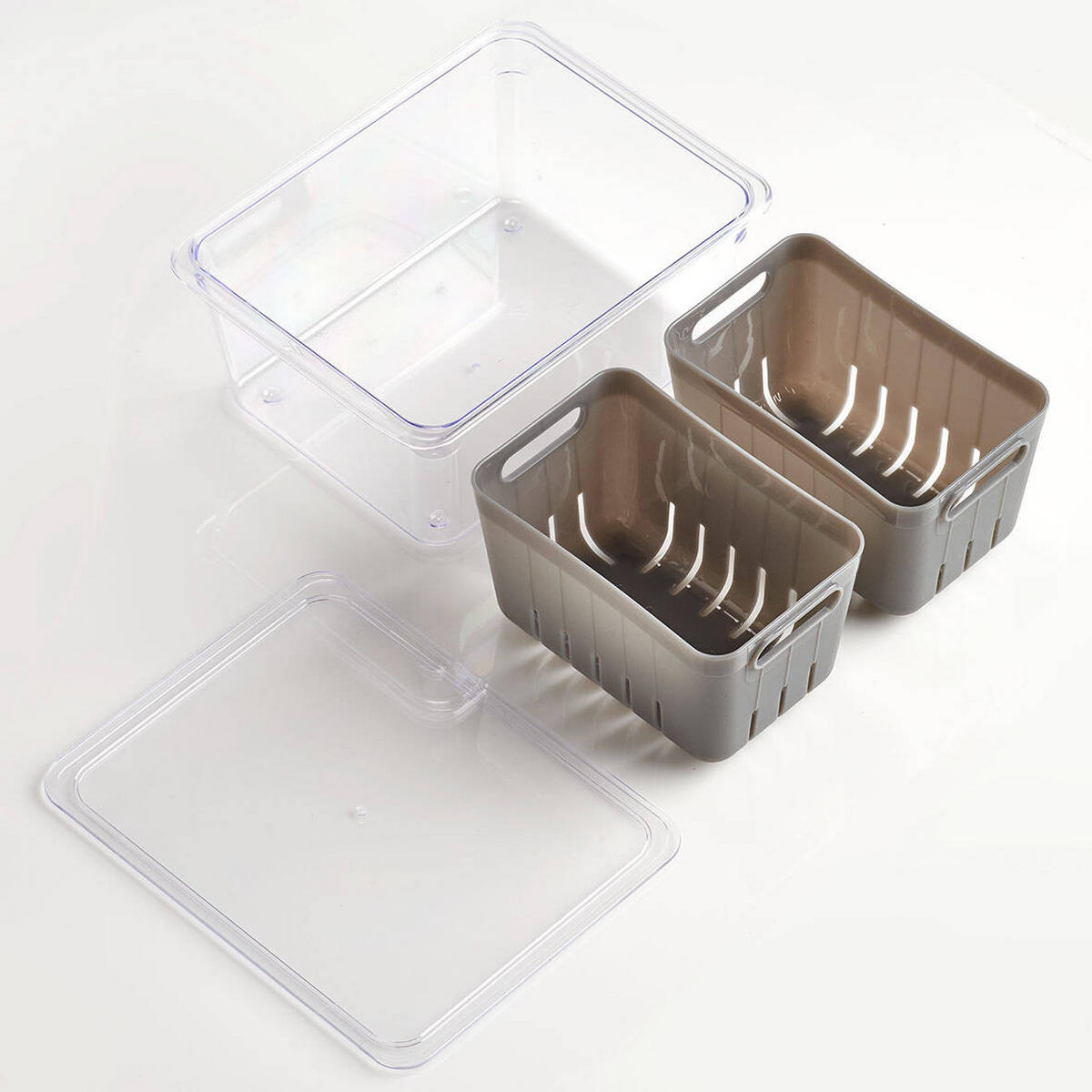 KÜHLSCHRANK-ORGANIZER 22,5/17,5/10 cm - Grau, Kunststoff (17.5/10/22.5cm)