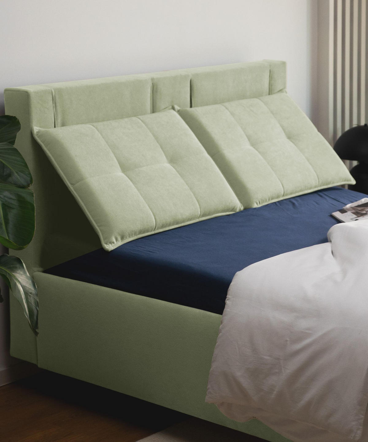 POLSTERBETT Belleo Olivgrün 160x200 cm - Schwarz/Olivgrün, Textil/Metall (160/200cm) - Selsey