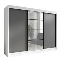 SCHWEBETÜRENSCHRANK 200 CM ORAVELLE Farbe: Weiß / Graphit - Graphitfarben/Weiß, Holzwerkstoff (200/215/59.5cm) - A&J MöbelLand
