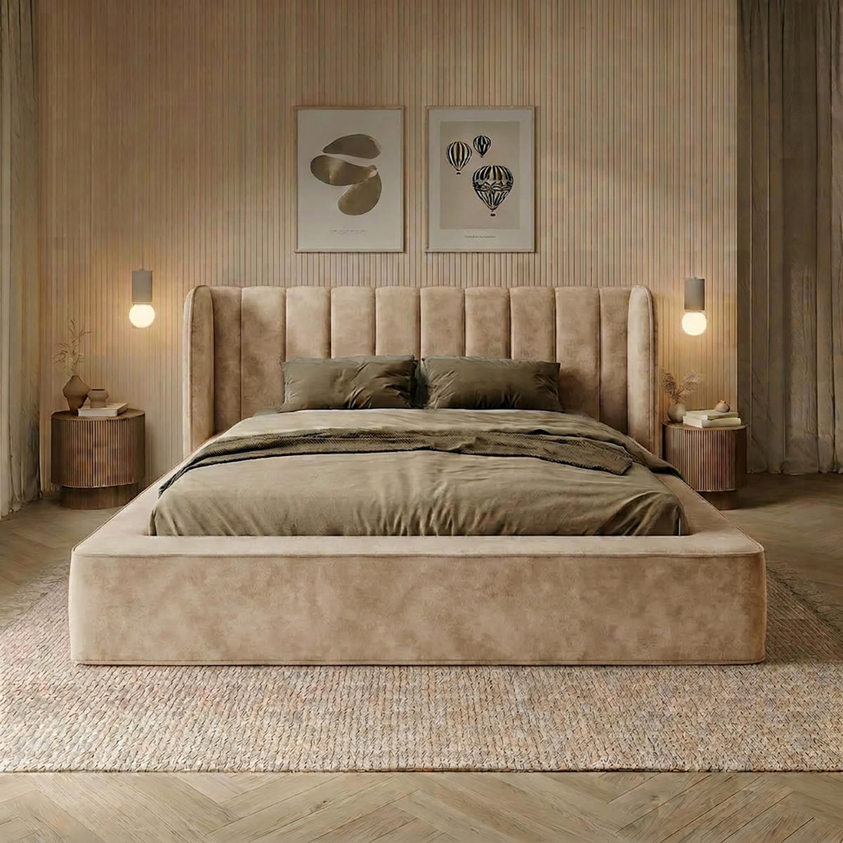 POLSTERBETT GONDO 160x200 cm, Beige - Beige, Textil (200/160cm) - Fedve
