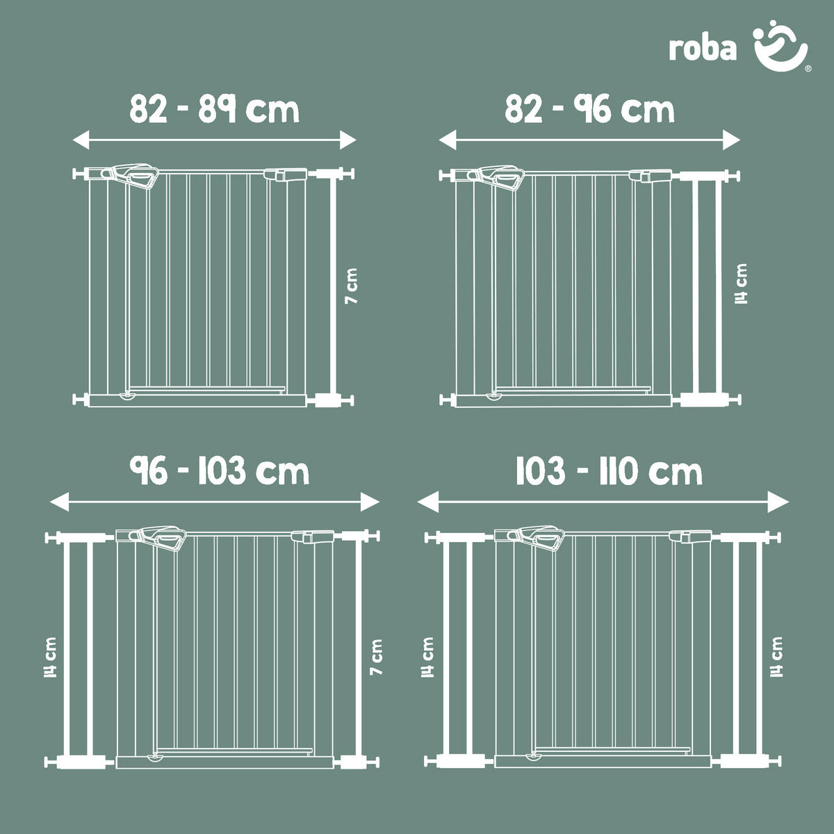 TÜRSCHUTZGITTER easySafe+ zum Klemmen - 75 - 82 cm - Weiß, Metall (82/5cm) - Roba