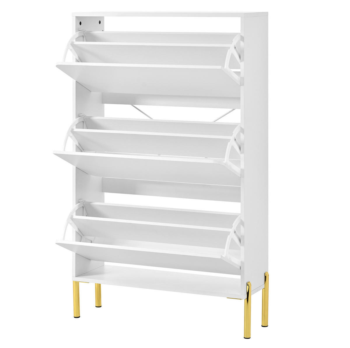 SCHUHSCHRANK 73/24/120 cm weiß aus MDF mit 3 Türen - Weiß, Holzwerkstoff (73/120/24cm) - OKWISH
