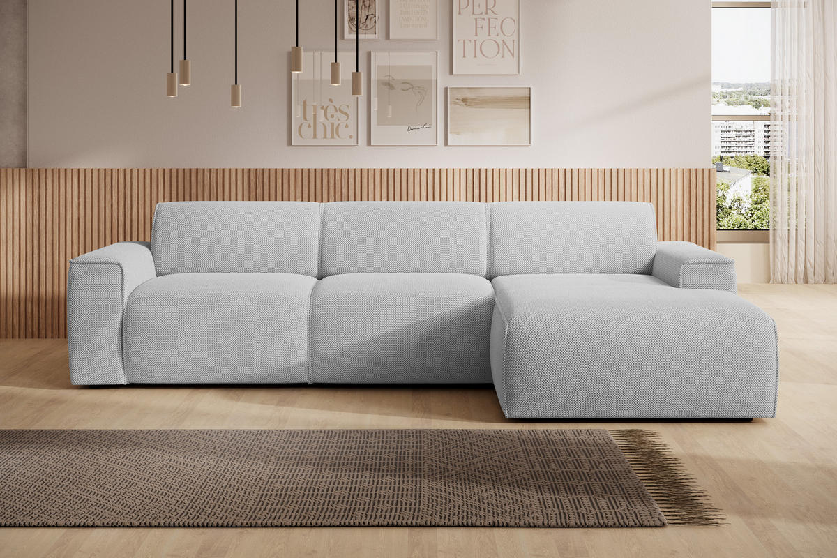ECKSOFA L Form Didim mini Ivory 310/165/78 cm – stilvolle kleine Eckcouch R - Greige/Champagner, Kunststoff/Textil (310/165cm) - AX Living