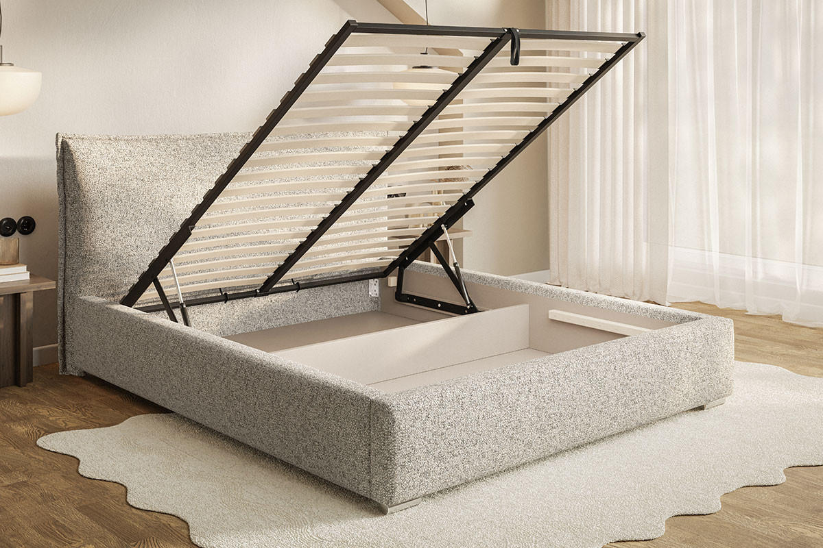 POLSTERBETT 200x200 Zenito mit Kissen-Kopfteil, Bettkasten, Dunkelgrau - Dunkelgrau, Holz/Textil (200/200cm) - Emporius