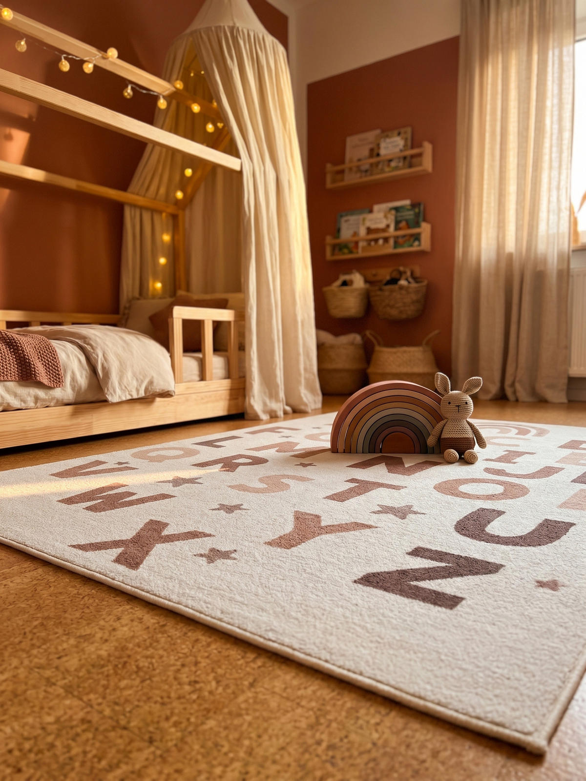 SPIELTEPPICH Waschbar TINO in Creme, mit Alphabet-Motiv, 120 x 170 cm - Beige, Textil (170/120cm) - KADIMA DESIGN