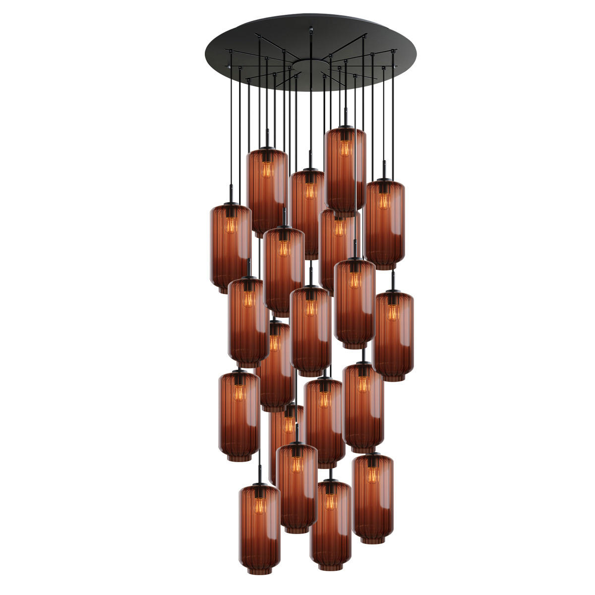 GALERIELEUCHTE Velo 20-flammig Braun Ø 18cm - Schwarz/Braun, Glas (18/18/33cm) - s.luce