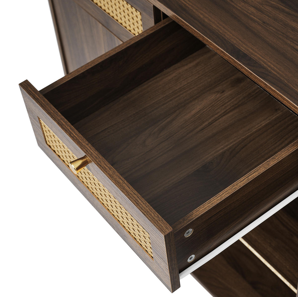 SIDEBOARD Kommode 120/40/85 cm – Rattanfronten, 3 Schubladen, 2 Türen, Nussbaum - Walnussfarben, Holzwerkstoff (120/85/40cm) - Modenvie