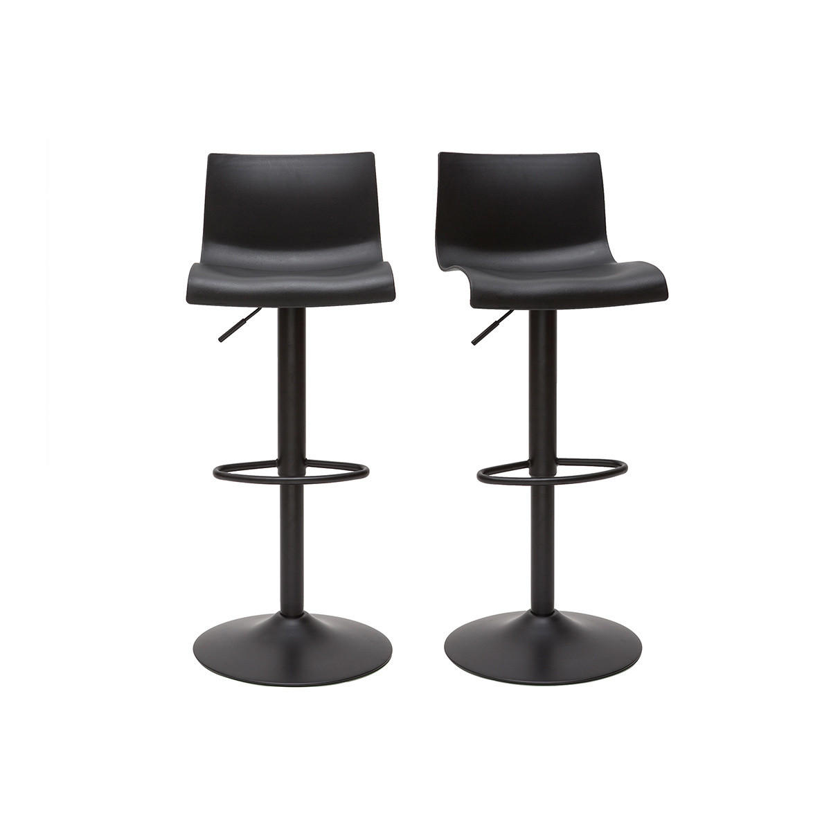 BARHOCKER Verstellbar Schwarzes Metall 2er-Set ONA - Schwarz, Kunststoff (45/81/41.5cm) - Miliboo