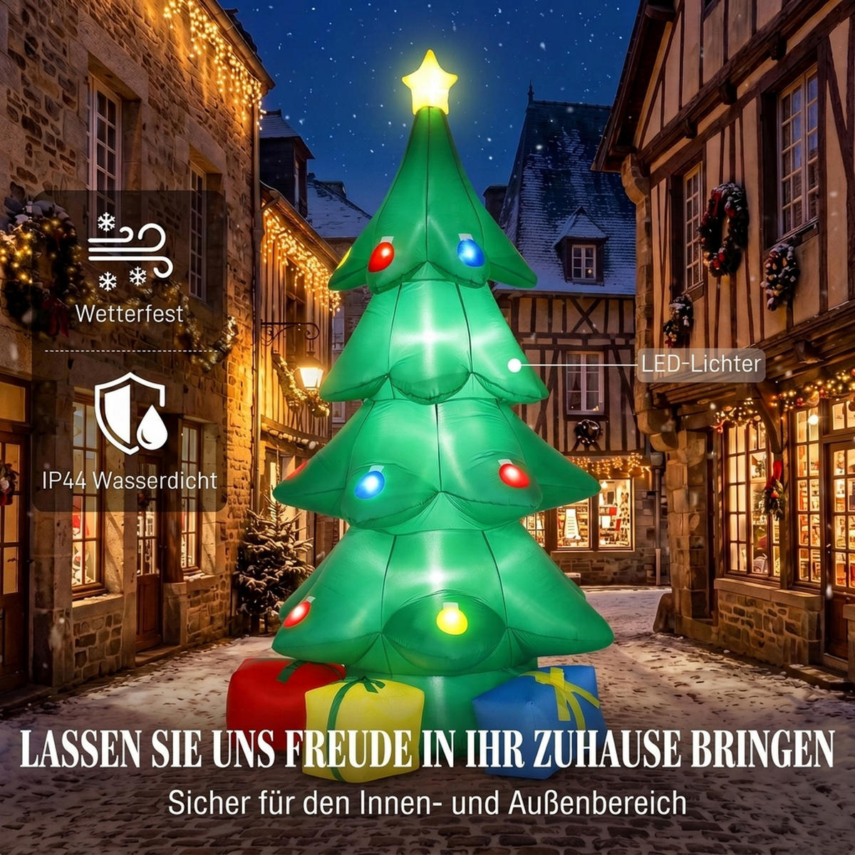 AUFBLASBARE-WEIHNACHTSBAUM Polyester Grün - Grün, Textil (160/300/170cm) - Outsunny