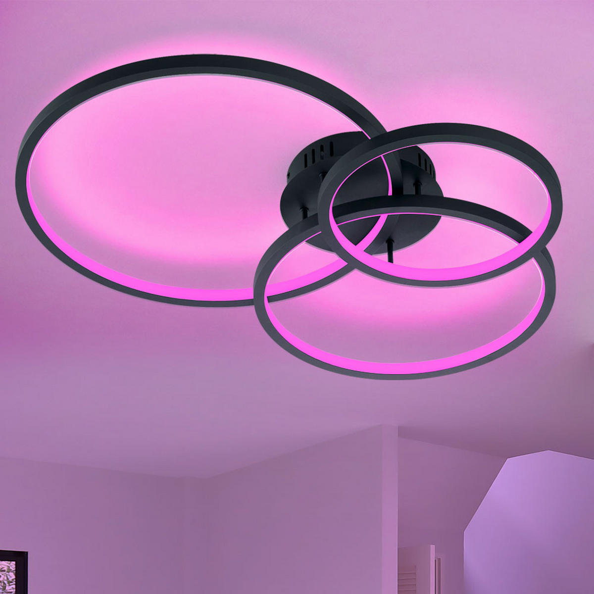 LED DECKENLEUCHTE Aaron Schwarz - Schwarz, Metall (79/64/10cm)