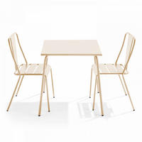 GARTENSET 3-tlg., Elfenbeinfarbe - Beige, Metall - Oviala