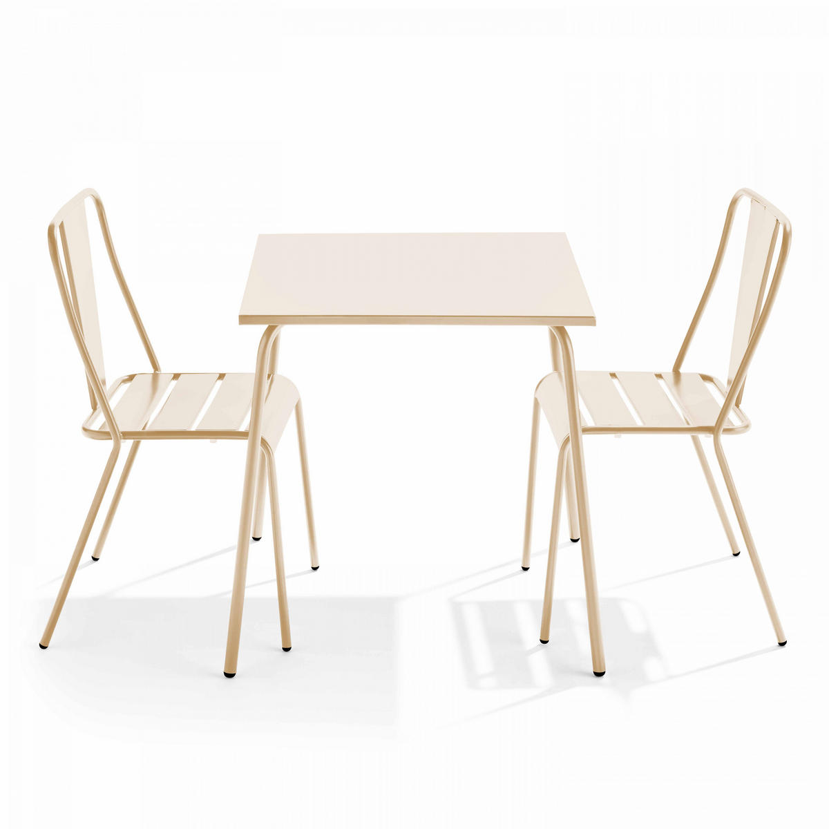 GARTENSET 3-tlg., Elfenbeinfarbe - Beige, Metall - Oviala