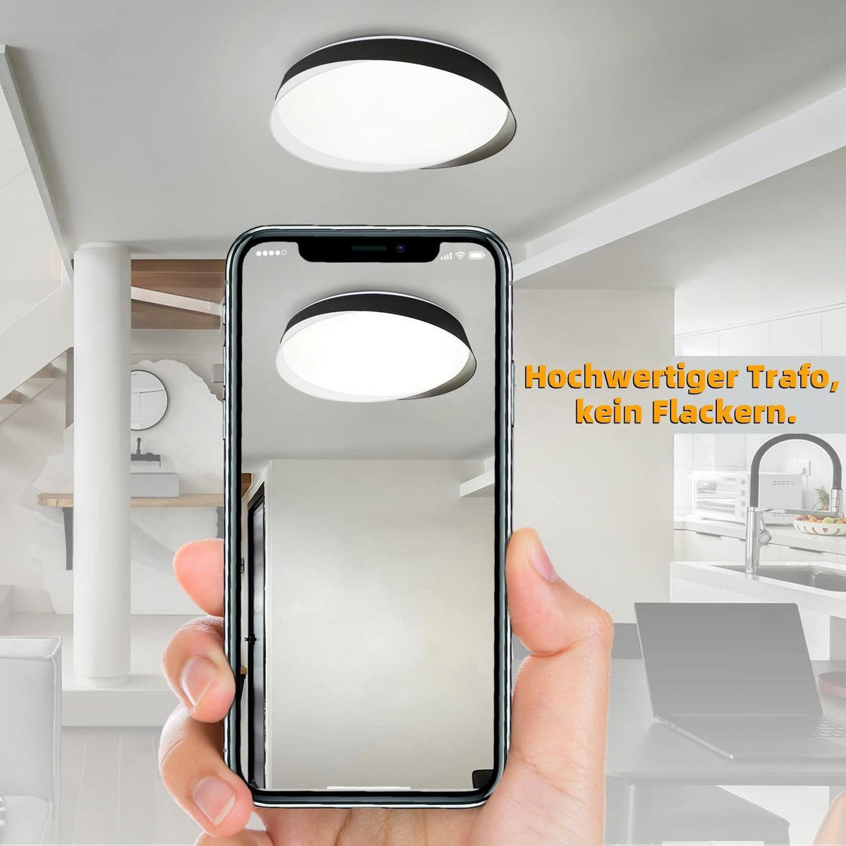 LED-DECKENLEUCHTE Beatrix 42/42/8 cm - Schwarz, Kunststoff (42/42/8cm) - Nettlife