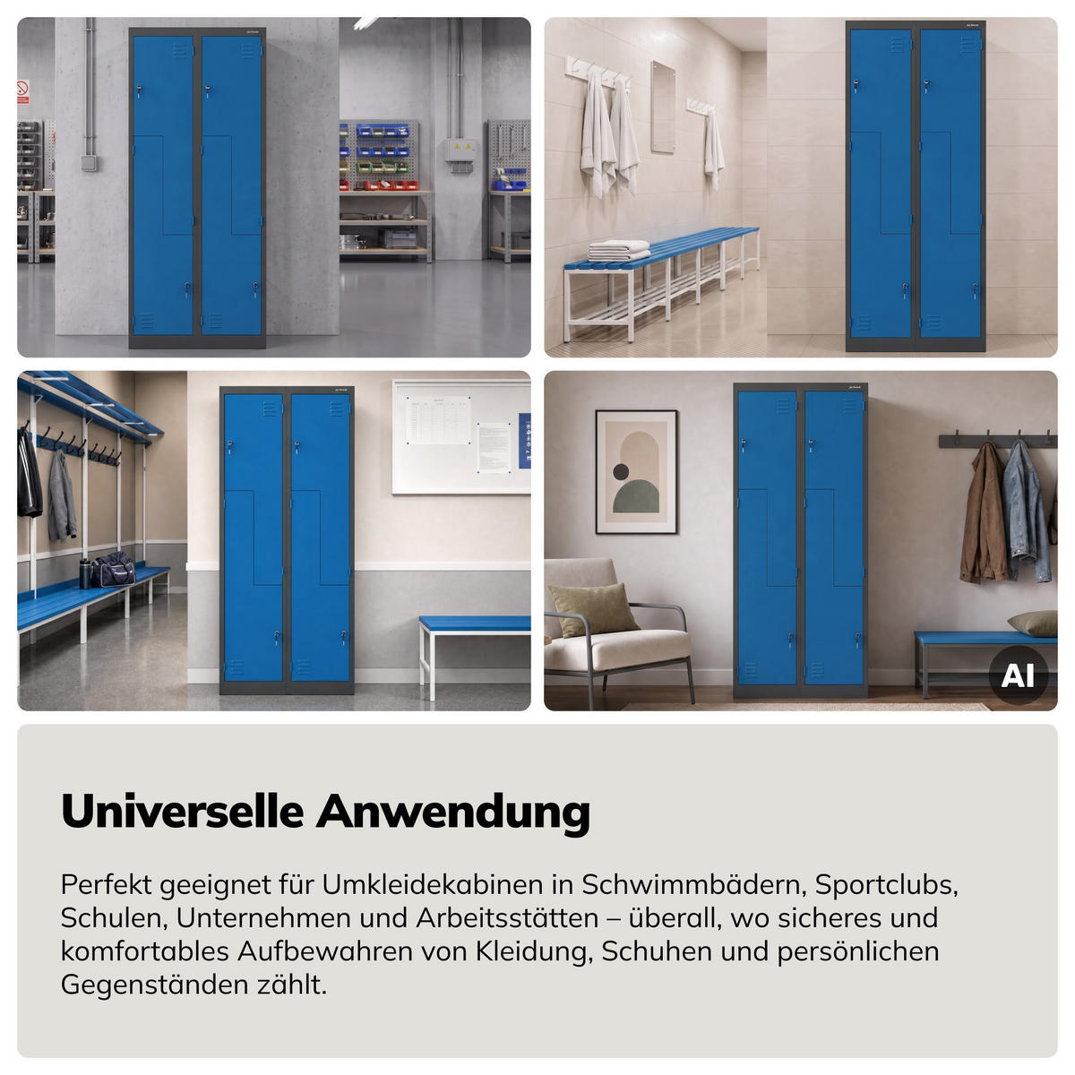 KLEIDERSCHRANK JULIA 185x80x45 cm - Blau/Anthrazit, Metall (80/185/45cm) - Jan Nowak