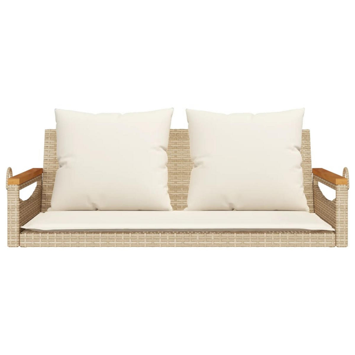 HÄNGEBANK mit Kissen Beige 109x62x40 cm Poly Rattan - Beige, Kunststoff (109/40/62cm) - furnicato
