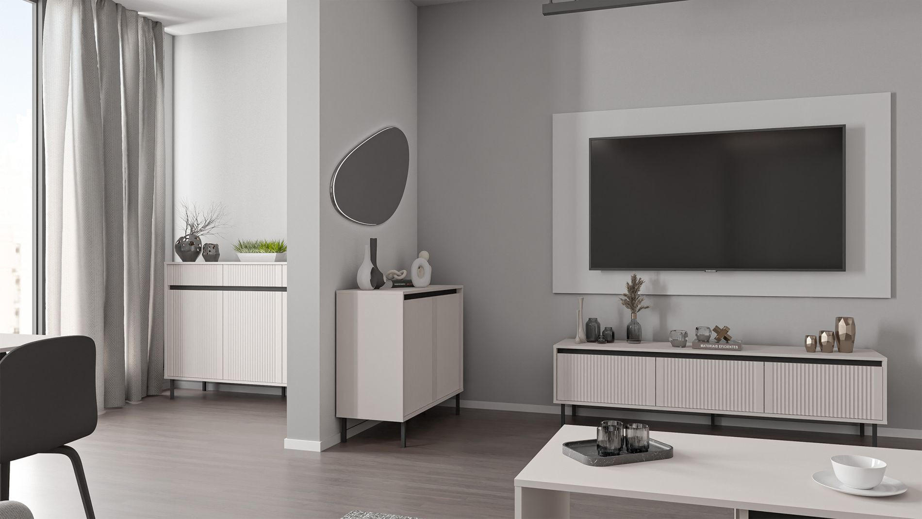SIDEBOARD Osaka Sandbeige 100 cm - Beige/Schwarz, Holzwerkstoff/Metall (100.2/100/40cm) - Selsey
