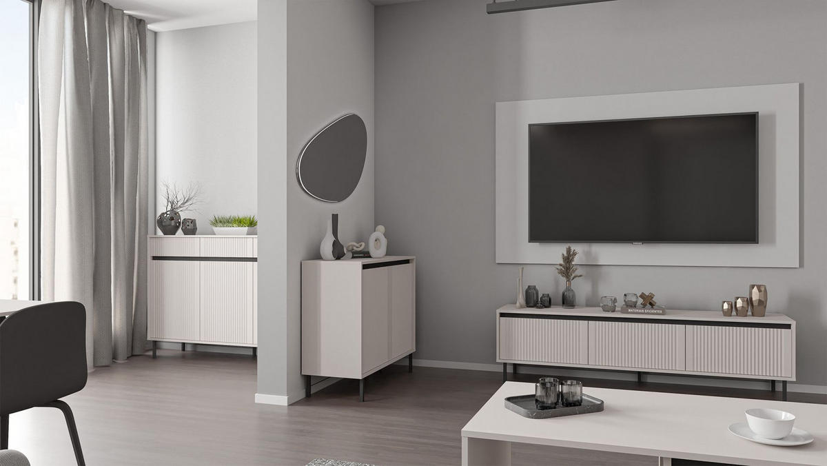 SIDEBOARD Osaka Sandbeige 100 cm - Beige/Schwarz, Holzwerkstoff/Metall (100.2/100/40cm) - Selsey