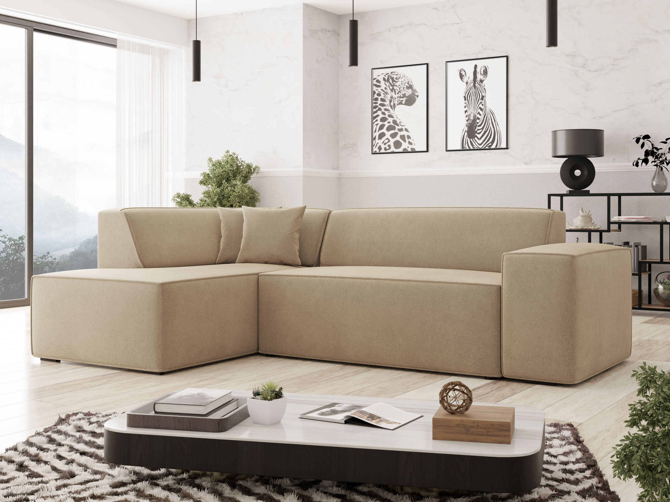 ECKSOFA Lordin Premium, Seite: Links - Beige, Holz/Textil (267/205cm) - MIRJAN24