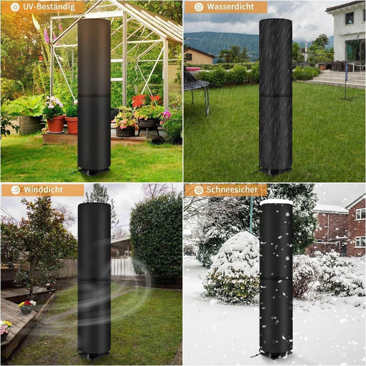 ABDECKUNG für Solardusche 220 cm Schwarz - Schwarz, Textil (67/1/220cm)