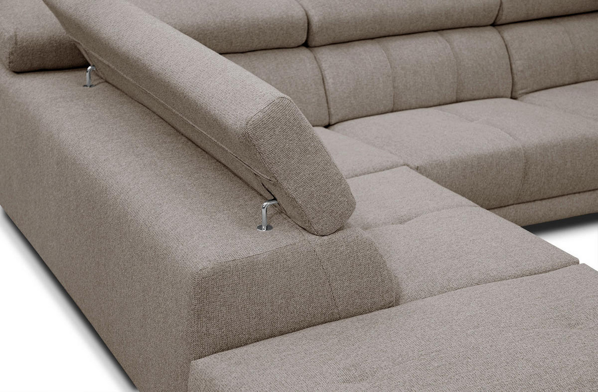 ECKSOFA MORELLO 5-Sitzer, taupe - Taupe/Schwarz, Holzwerkstoff/Textil (158/269cm) - Courtois Laville