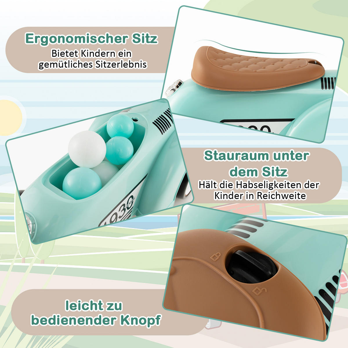 KINDERAUTO Grün - Grün, Kunststoff (27/34/58cm) - COSTWAY