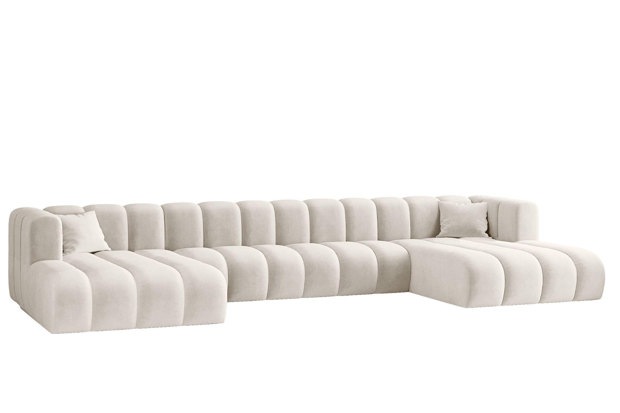 ECKSOFA, U-from, Sofa Grand U XL modular stoff Salvador Hellgrau - Ecru, Holz (179/408cm) - Kaiser Möbel