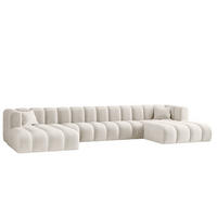 ECKSOFA, U-from, Sofa Grand U XL modular stoff Salvador Hellgrau - Ecru, Holz (179/408cm) - Kaiser Möbel
