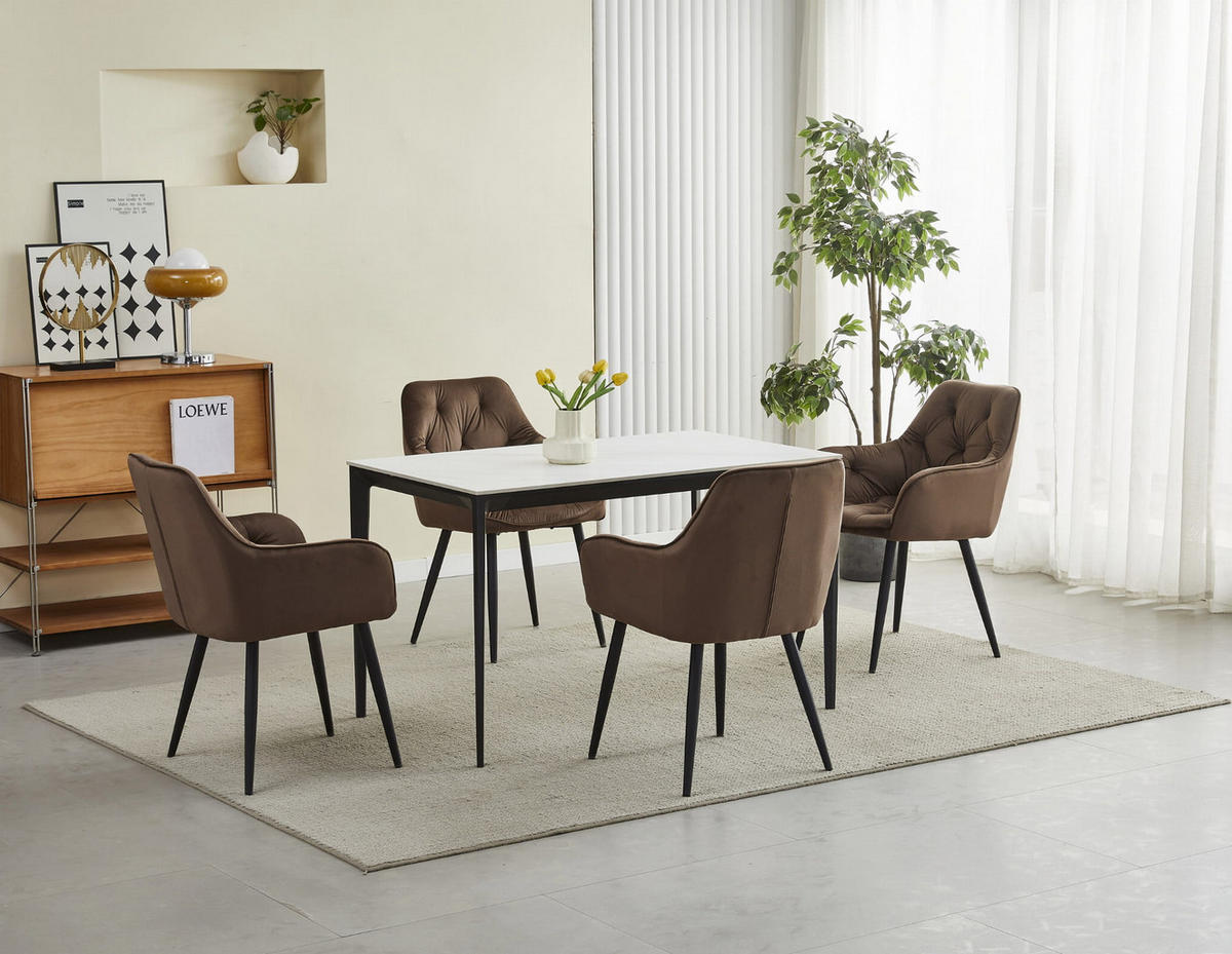 ESSZIMMERSTUHL LUKK brauner Sitz, schwarze Beine - Schwarz/Braun, Textil (56/83.5/62cm) - Valora