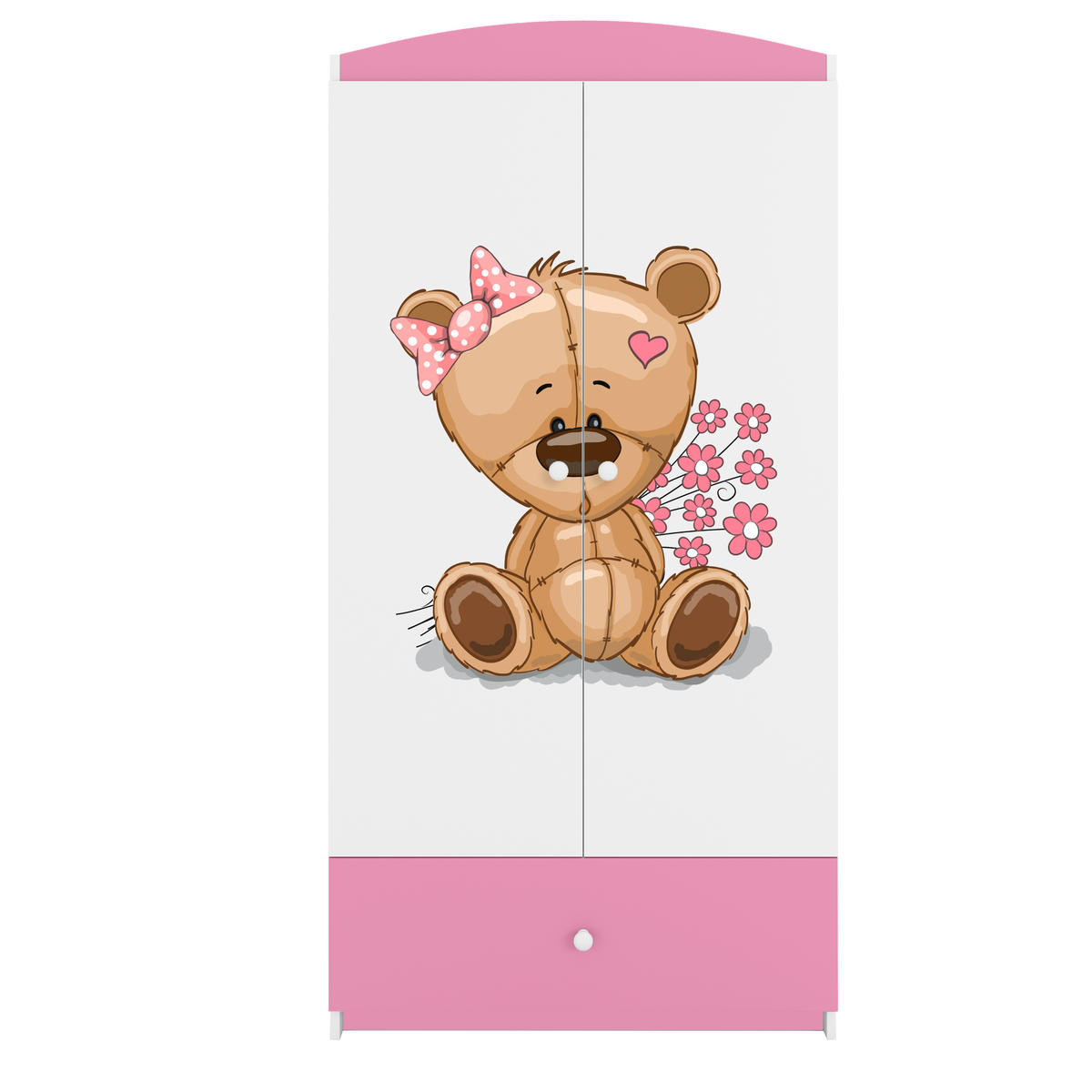 KINDERKLEIDERSCHRANK Teddybär II - Hellrosa, Holzwerkstoff (90/175/52cm) - RAUMHIRSCH FURNITURE