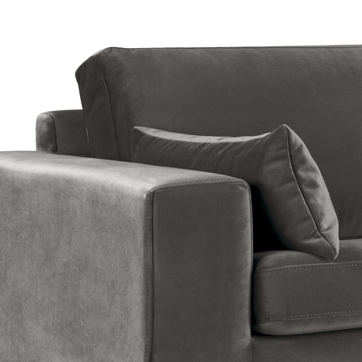 ECKSOFA mit Ottomane - Eichefarben/Dunkelgrau, Eichenholz/Textil (287/219cm) - home24