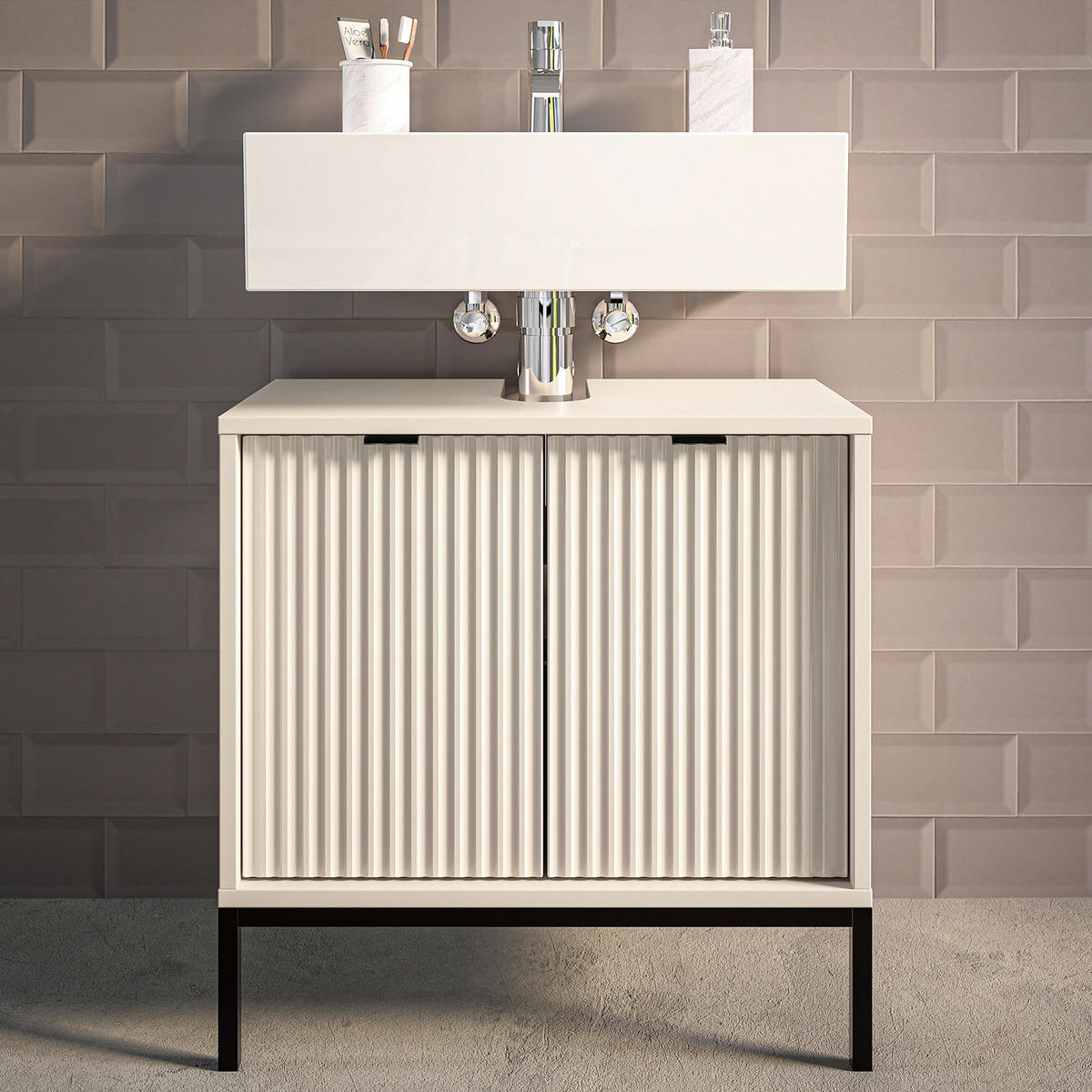 WASCHBECKENUNTERSCHRANK - Kaschmir, Holzwerkstoff (60/60/32cm) - home24