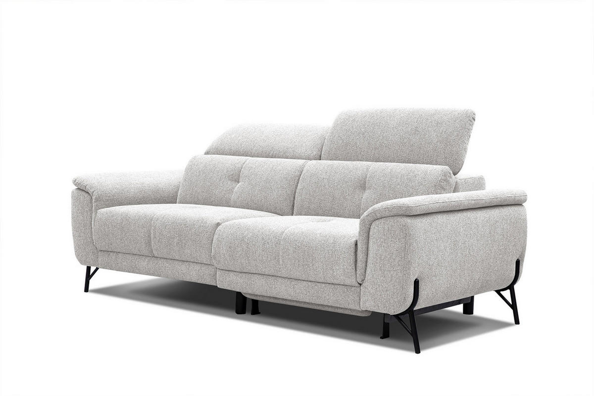 SOFA AVENA 3-Sitzer mit 1 Relaxfunktion, hellgrau - Hellgrau, Holzwerkstoff/Textil (204/80/108cm) - Courtois Laville