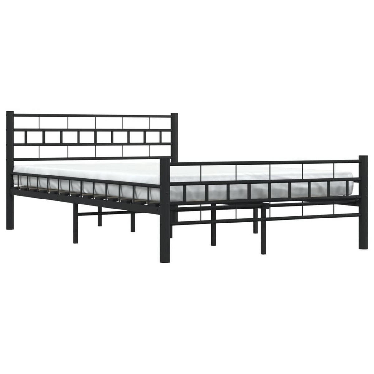 BETTGESTELL SCHWARZ STAHL 140×200 CM - Schwarz, Metall - vidaXL