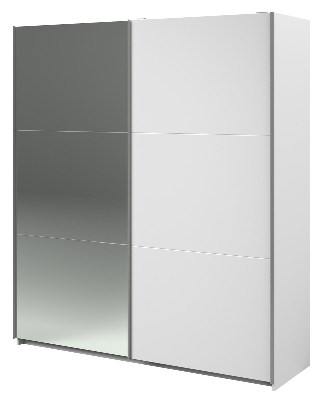 KLEIDERSCHRANK weiß 178 cm, Schwebetürenschrank 2-türig mit Spiegel und Schubkasteneinsatz - Weiß, Glas/Holzwerkstoff (178/203/59cm) - Parisot Meuble