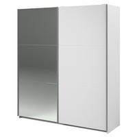 KLEIDERSCHRANK weiß 178 cm, Schwebetürenschrank 2-türig mit Spiegel und Soft-Close - Weiß, Glas/Holzwerkstoff (178/203/59cm) - Parisot Meuble