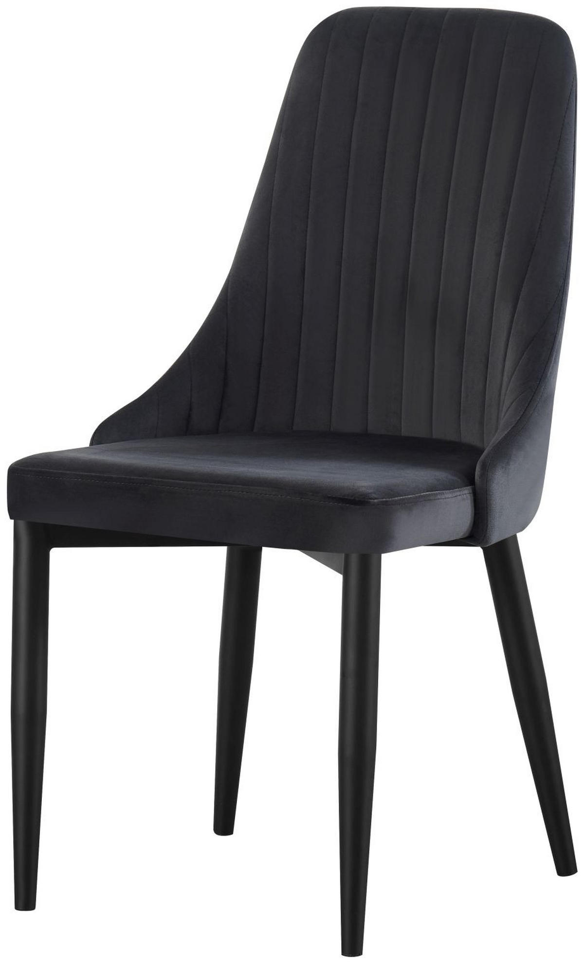 STUHL Claudia anthrazit 2er Set - Anthrazit/Schwarz, Textil/Metall (44/88/58cm) - Xonox