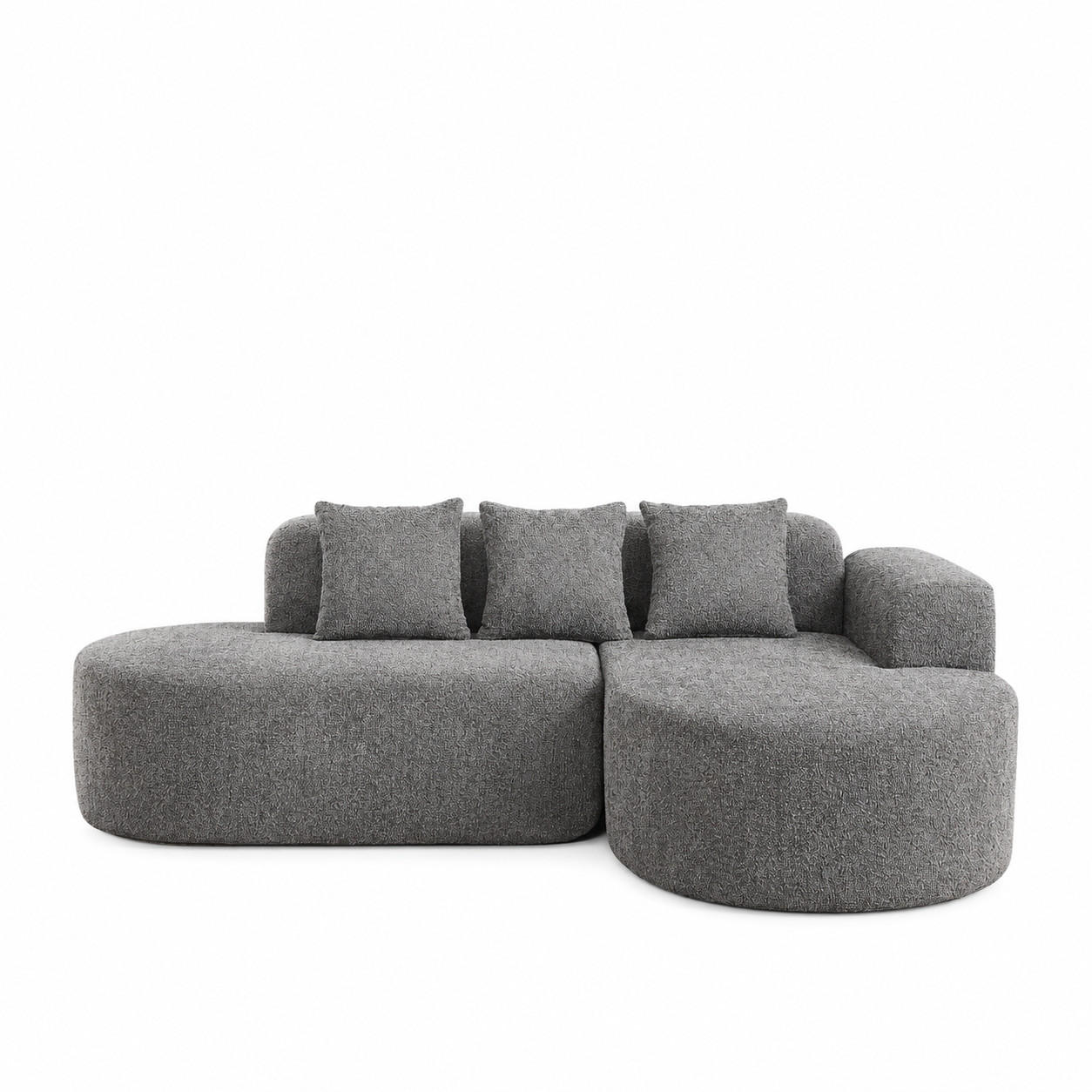 ECKSOFA 222/157/73 cm Grau Chenille mit 3 Kissen (Rechte Seite) - Anthrazit, Textil (157/222cm) - Oxeza
