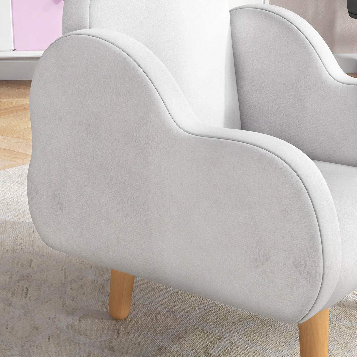 KINDERSESSEL DE-18966 Wolken-Design, 40 kg Weiß - Weiß, Textil (51/55/46cm) - ComfortXL