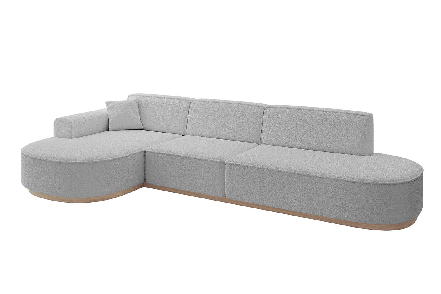 ECKSOFA Ottomane Links MARI-L2-v1 - 328x171x83 cm Hellgrau Bouclé - Hellgrau, Holzwerkstoff/Textil (328/171cm) - ALTDECOR