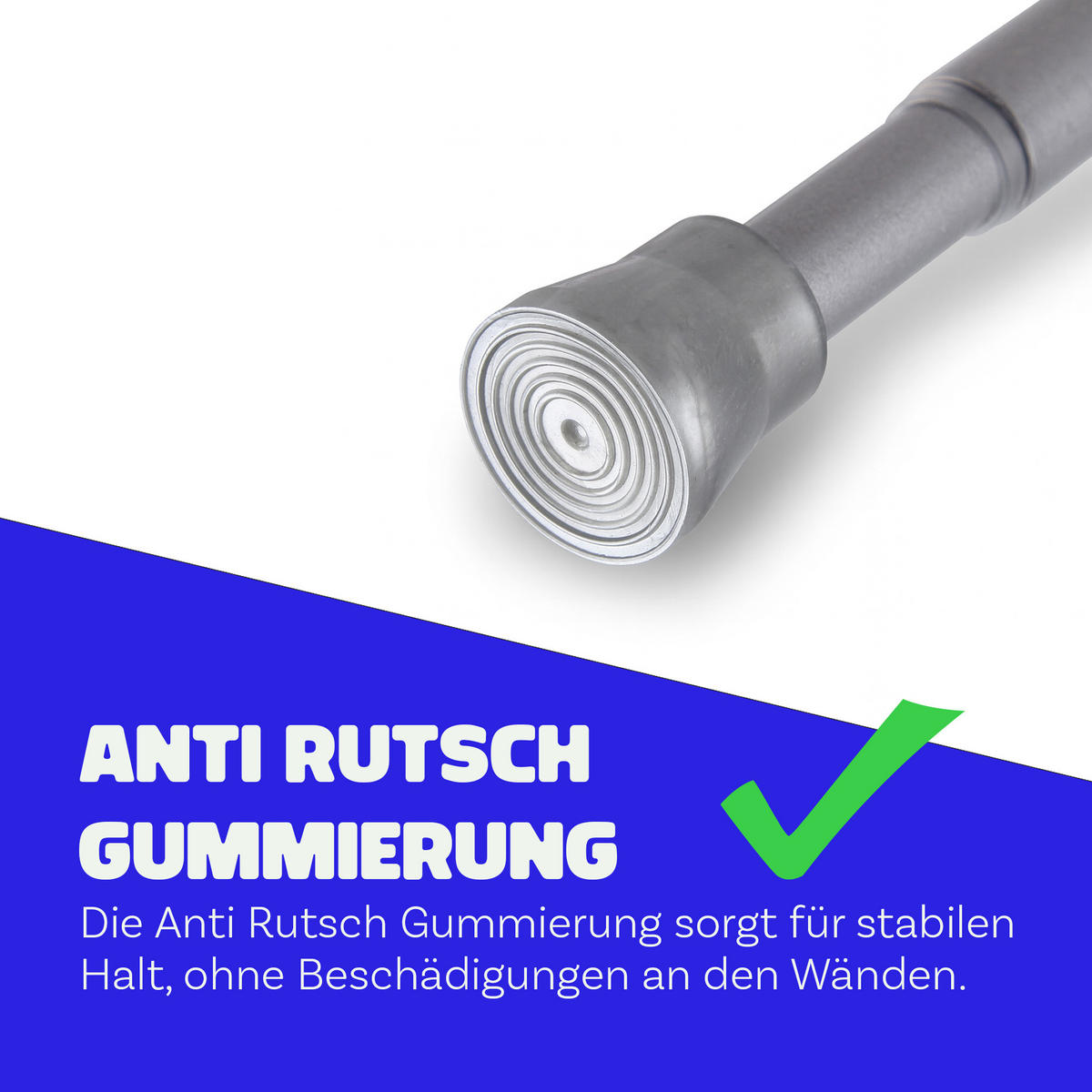 VERSTELLBARE Vorhangstange - Spannstange zum Klemmen Silber Ø16/19 mm 80-125 cm - Silberfarben, Metall (80cm) - Bestlivings
