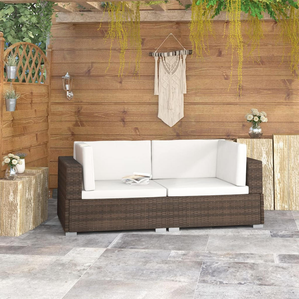 GARTENSOFA PYLOD 70/54/70 cm （2-SITZER） - Braun, Holz (70/54/70cm) - ZMH