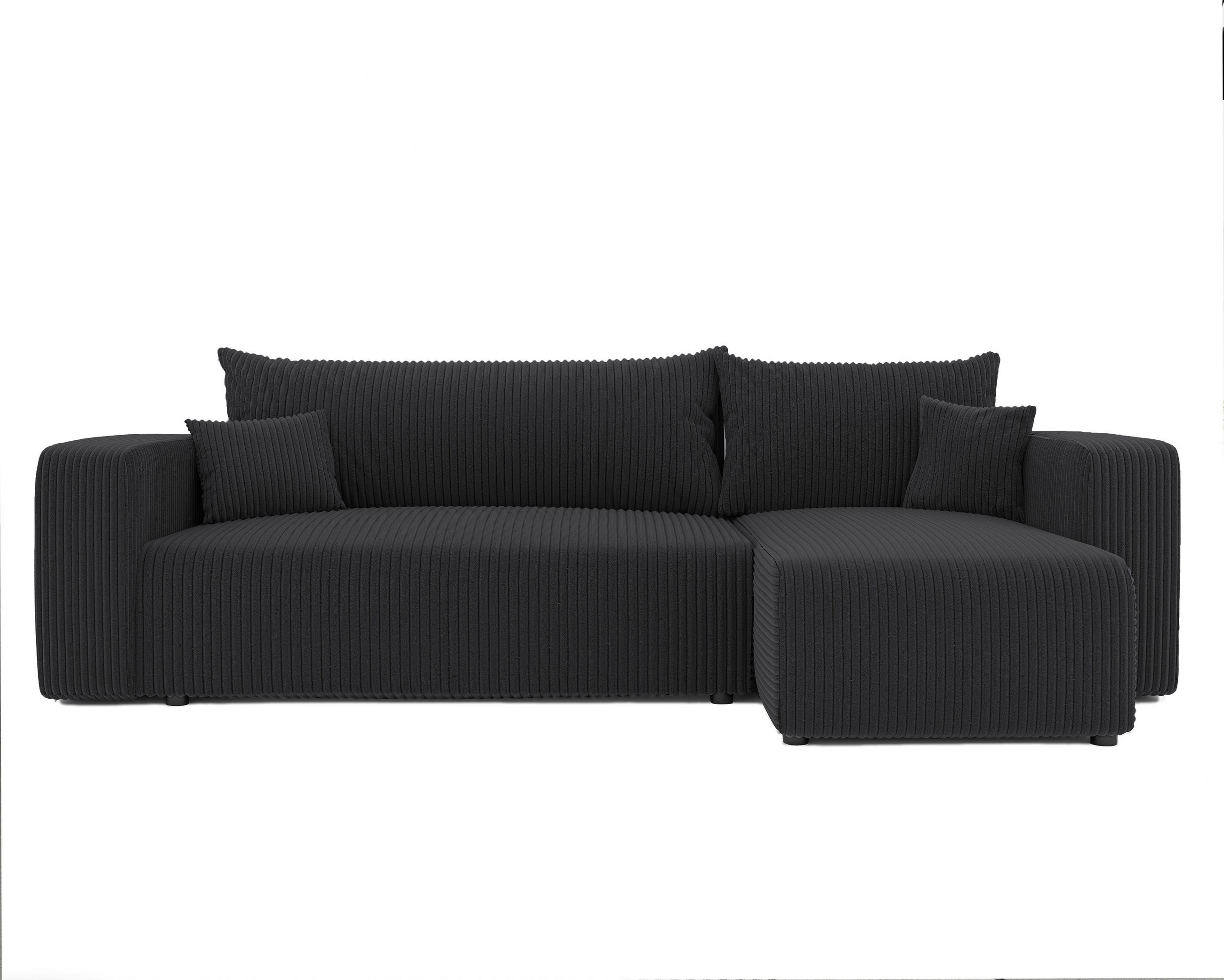 ECKSOFA Dunkelgrau Cord-Stoff mit Bettkasten - Dunkelgrau, Textil (248/145cm) - Idohome