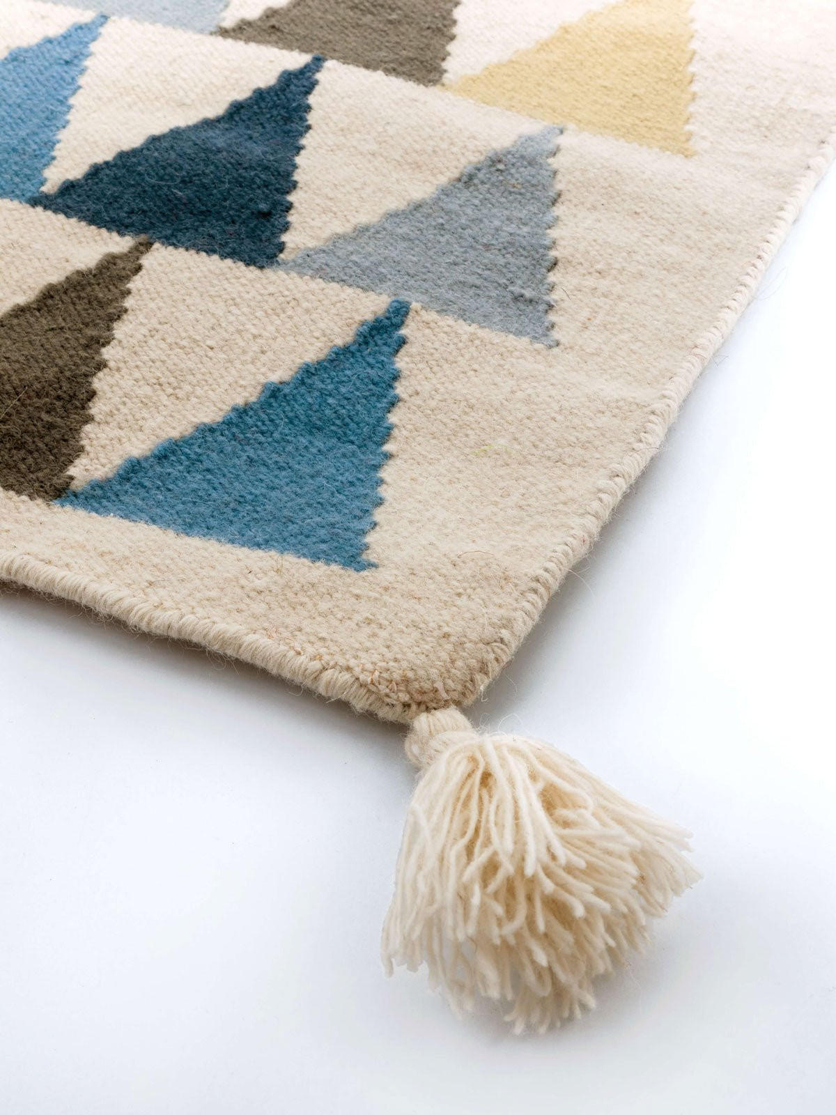 TEPPICH Kilim skandinavisches Design Wolle blau - Blau, Naturmaterialien (110/160cm) - AFK Living