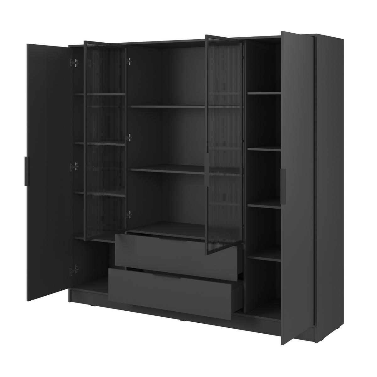 DREHTÜRENSCHRANK CATERINA 206/200/51 cm 4-türig Graphitfarben - Graphitfarben, Holzwerkstoff (206/200/51cm) - MASSENO