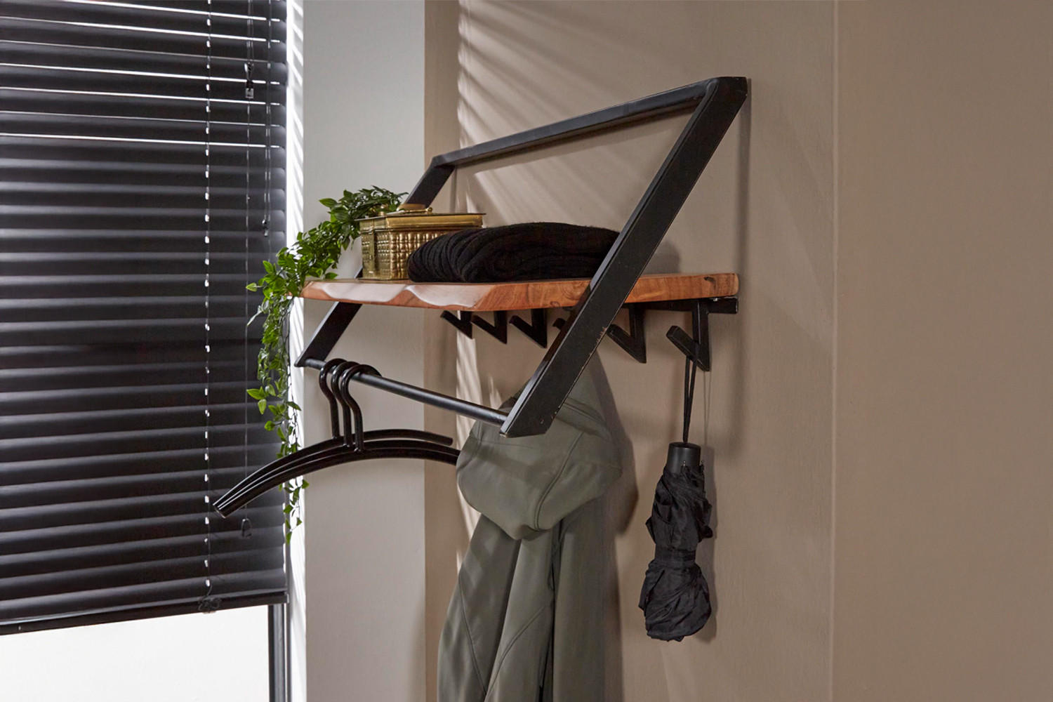 GARDEROBE ALEGRA Schwarz Akazie - Schwarz, Metall (100/38/32cm) - KAWOLA