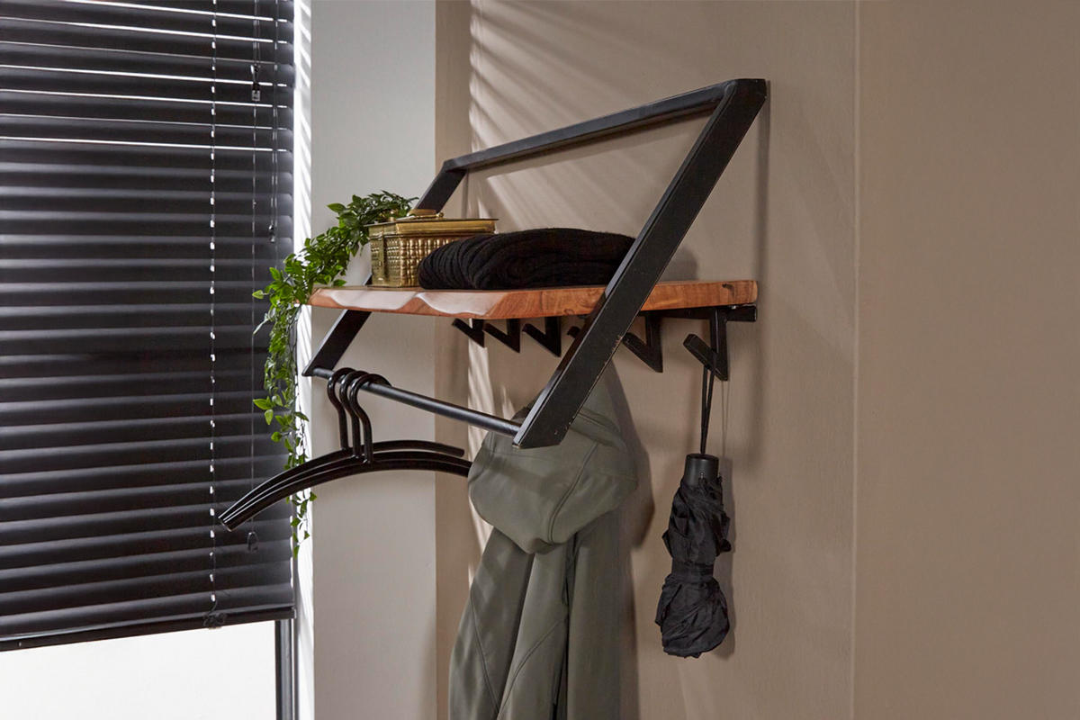 GARDEROBE ALEGRA Schwarz Akazie - Schwarz, Metall (100/38/32cm) - KAWOLA