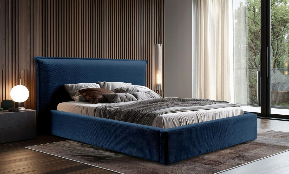 POLSTERBETT Amada In Pop - Blau, Holzwerkstoff/Textil (180/200cm) - Fun Möbel
