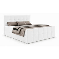 BOXBETT AUREN FRONT 160x200 cm Komplett-Set mit Bonell-Matratze, Topper und Bettkasten, Samt Weiß - Weiß, Textil (160/200cm) - Luxkor24