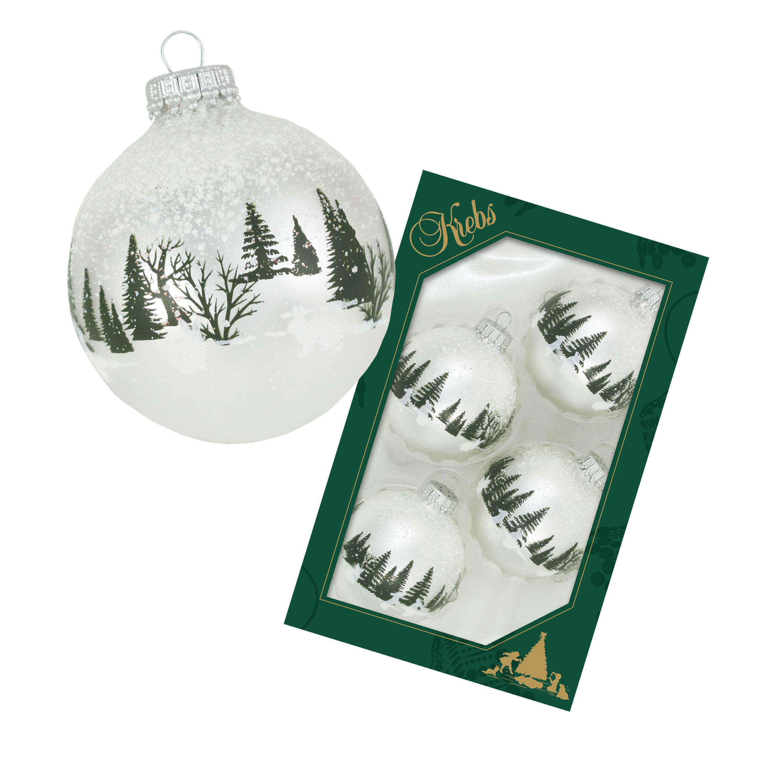 Krebs Glas Lauscha Christbaumkugeln Silber 7x7x7 cm